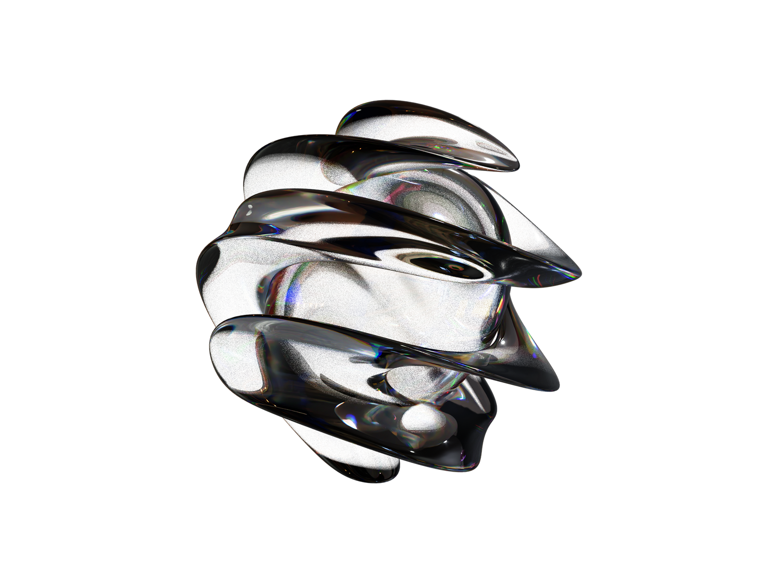 3D Multifaceted Iridescent Glass Polyhedron
